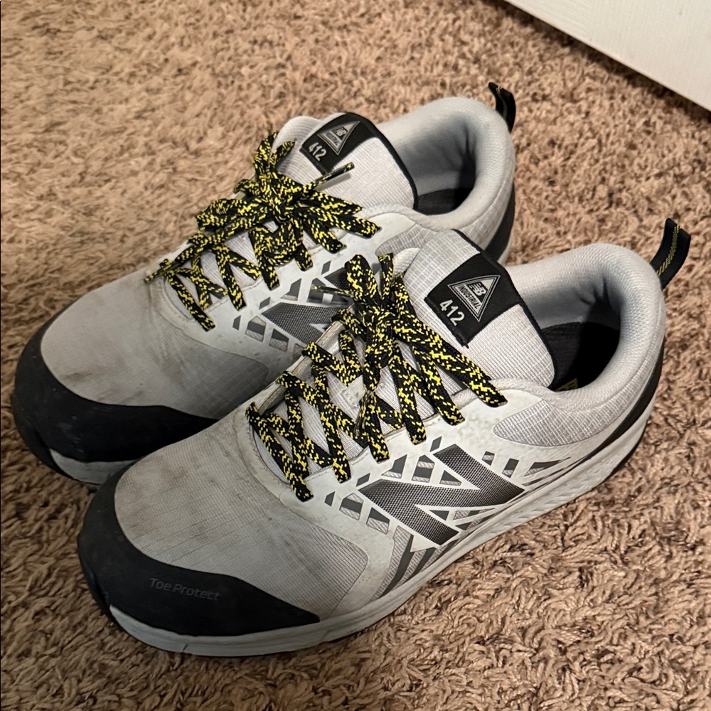Reebok Men's White and Black safety shoes with Yellow Accents